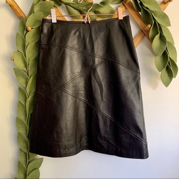 St. John Brown Leather Skirt - Picture 2 of 7